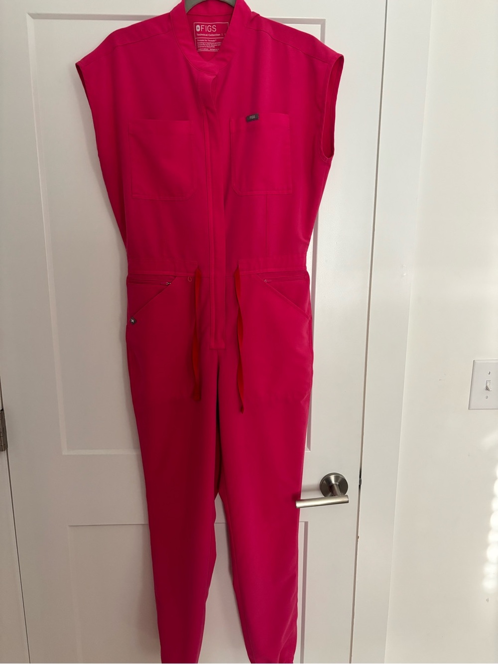 Figs Women's Sleeveless Jumpsuit in Hot Pink